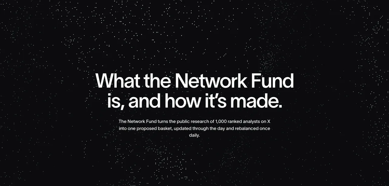 Prototype view: The Story page opening over its animated network backdrop