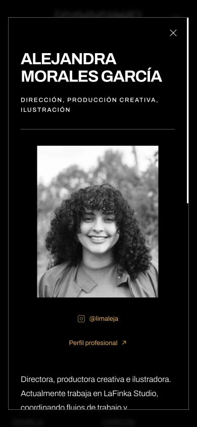 Mobile profile of Alejandra Morales García with portrait, biography and links