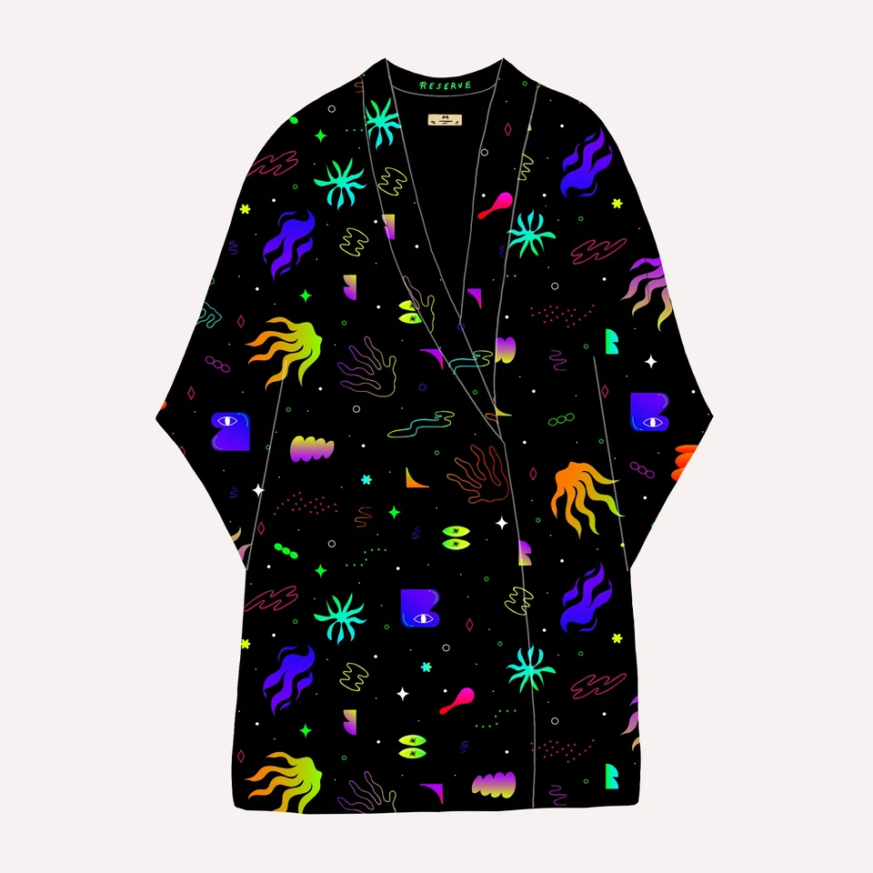 Reserve Kimono garment design, full front view