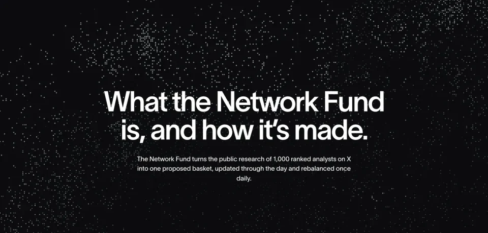 Prototype view: The Story page opening over its animated network backdrop