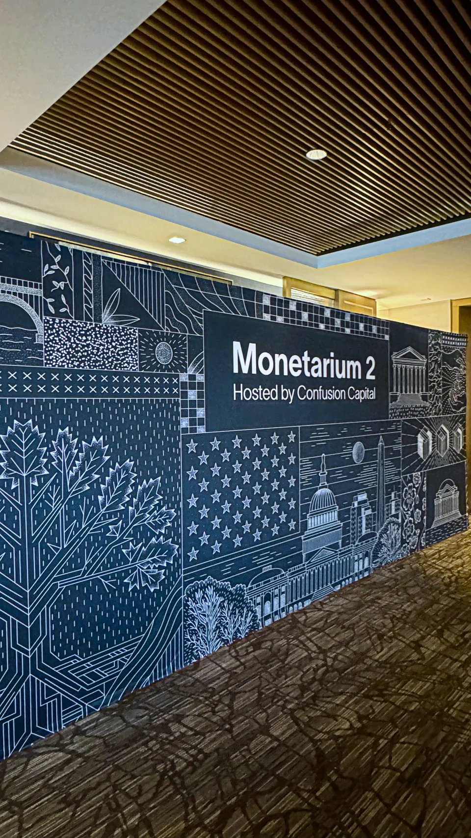 Monetarium 2 illustrated photowall installed at the Washington event