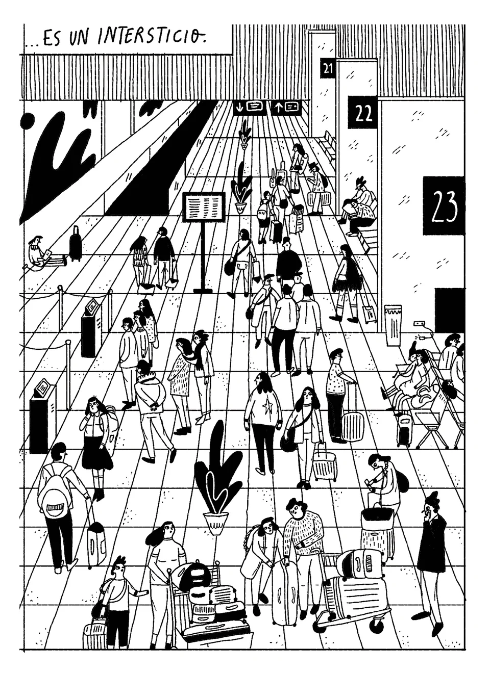 Intersticios, a crowd in a station