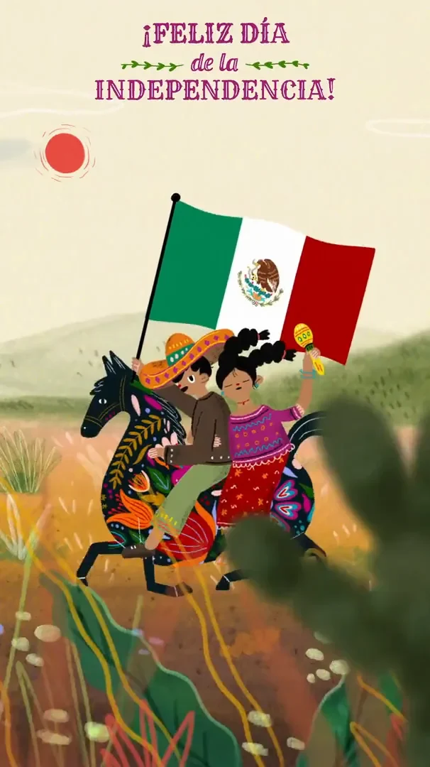Still: Mass Snap for Mexico’s Independence Day: two riders on a horse with the Mexican flag