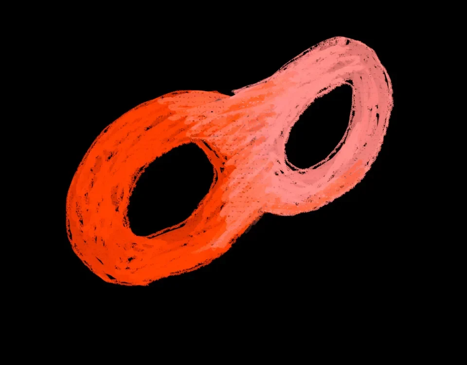An orange ring drawn on black